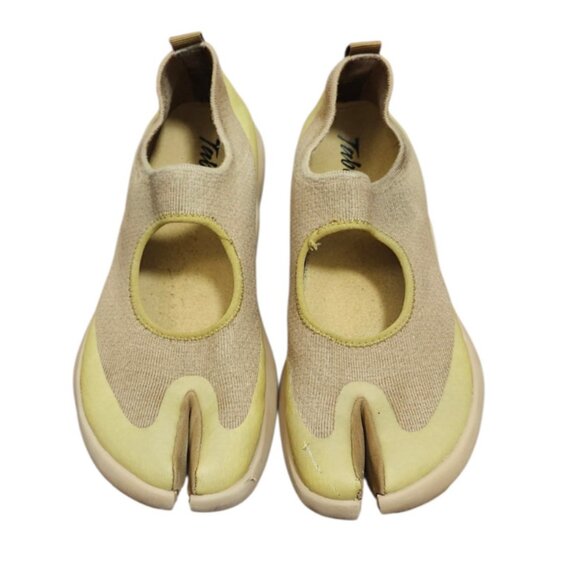 Tabi Split Toe Slip On Shoes Unisex Beige Stretch Comfort US M10 W12 EU 44 - Picture 3 of 12
